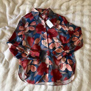 Vince Magnolia Silk Button Down Twilight NWT